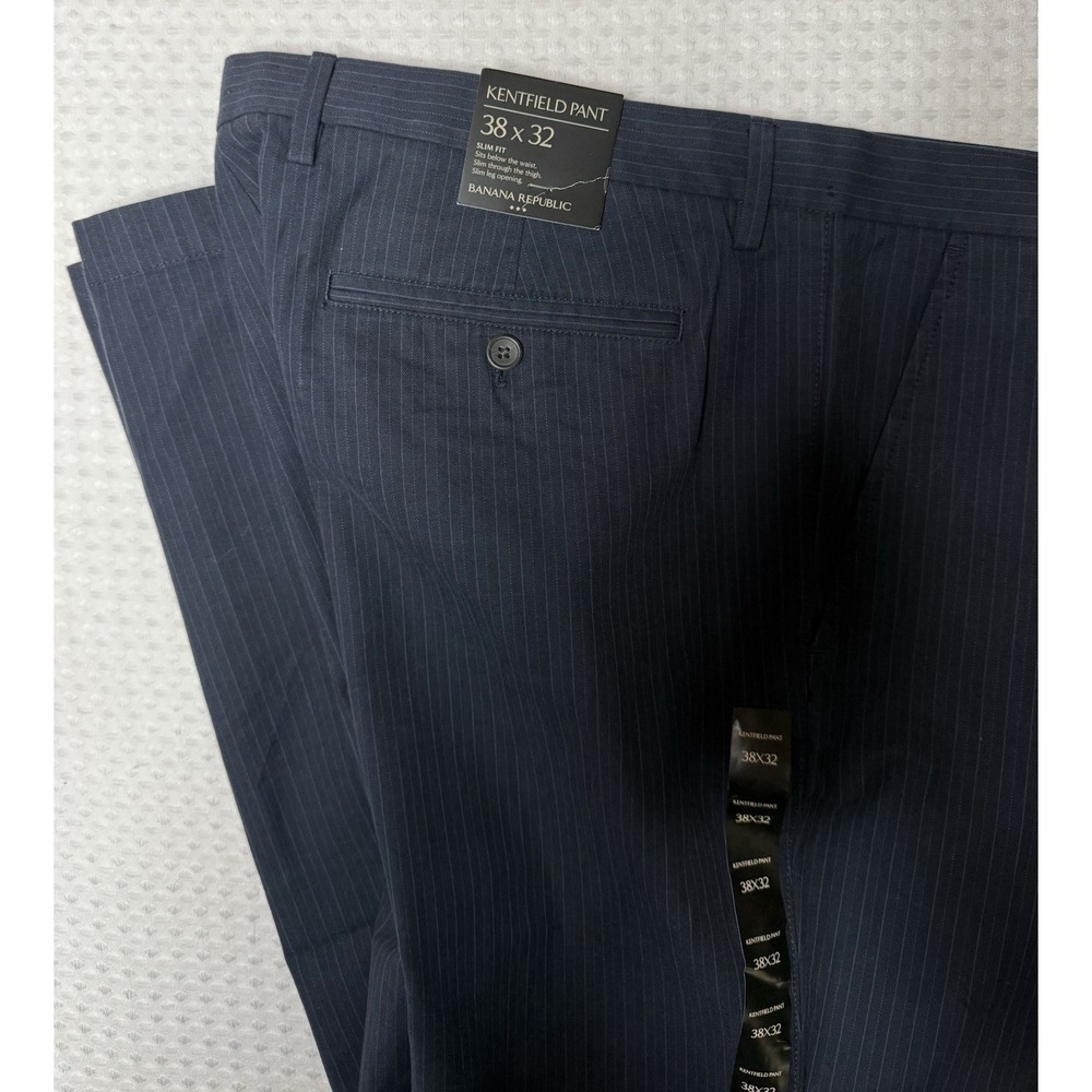 Banana Republic 38x32 Navy Blue Pinstripe Slim Fit Kentfield Pant Trouser NWT